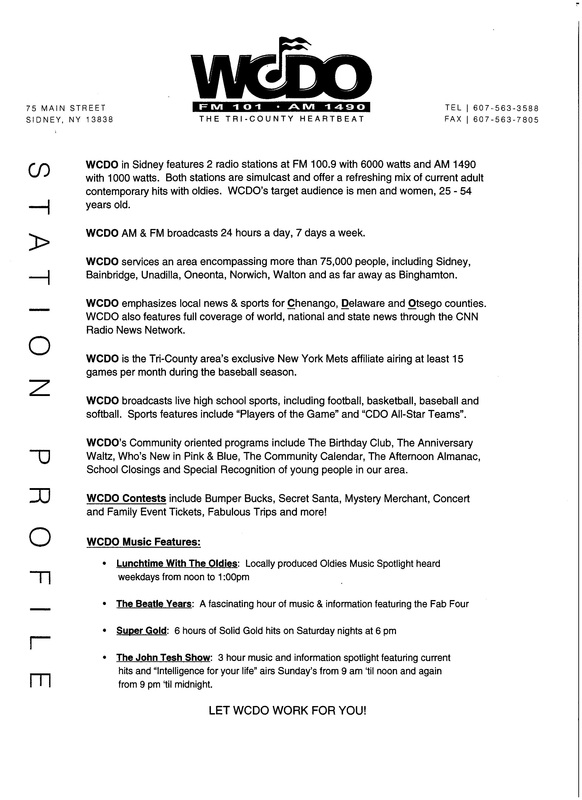 WCDO station profile sheet